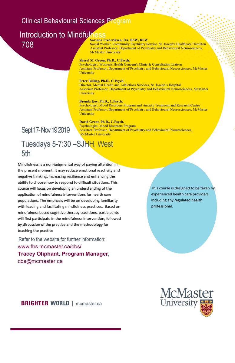 ClinBehSci_Mac's tweet photo. Introduction to Mindfulness! Sept 2019!!
https://t.co/JGm9l3OWf4 https://t.co/WW5vjDMzKf