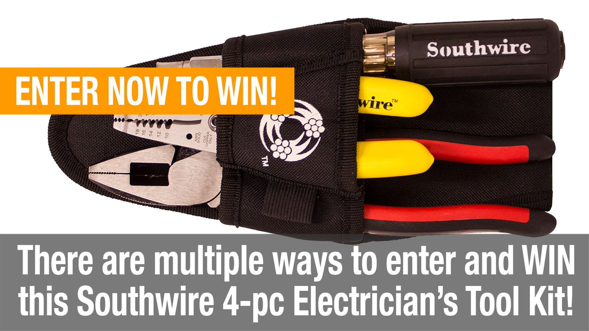 ProToolReviews's tweet photo. Win this 4-pc @SouthwireTools #electricians tool kit by entering right now! Just follow this link: https://t.co/BXvwWlwjOt 

#giveaway #sweepstakes #diy #tools #electrical #jobs #construction #prize #winner #free #win #contest #PTRSOU19 https://t.co/HgyLnkJf5b