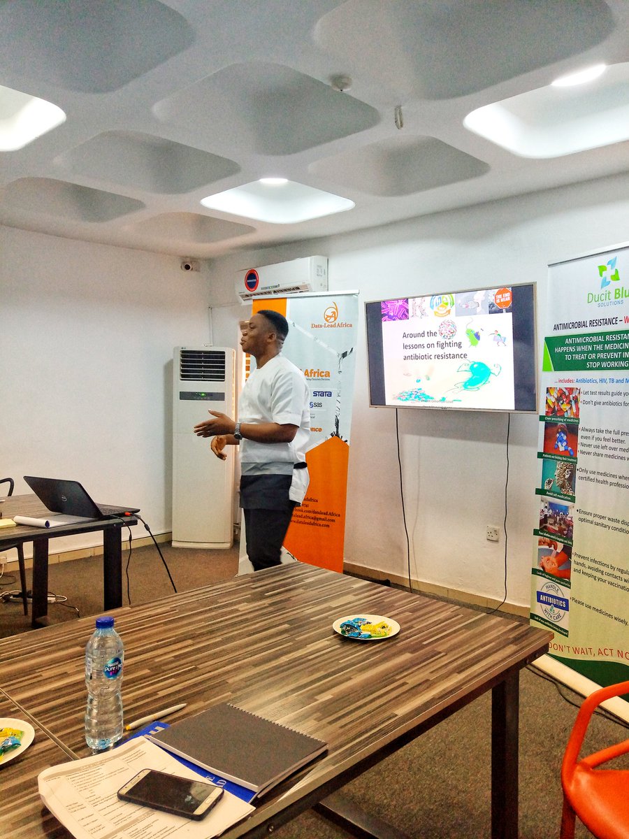 Ducit_Blue's tweet photo. @omo_lov facilitating a session on global initiatives in the fight against #AMR. Emphasizing key activities for tailor-made implementation at national and facility levels, including available opportunities to contribute further to research & development in the area.
#AMRactionNG https://t.co/26jLnweS6q