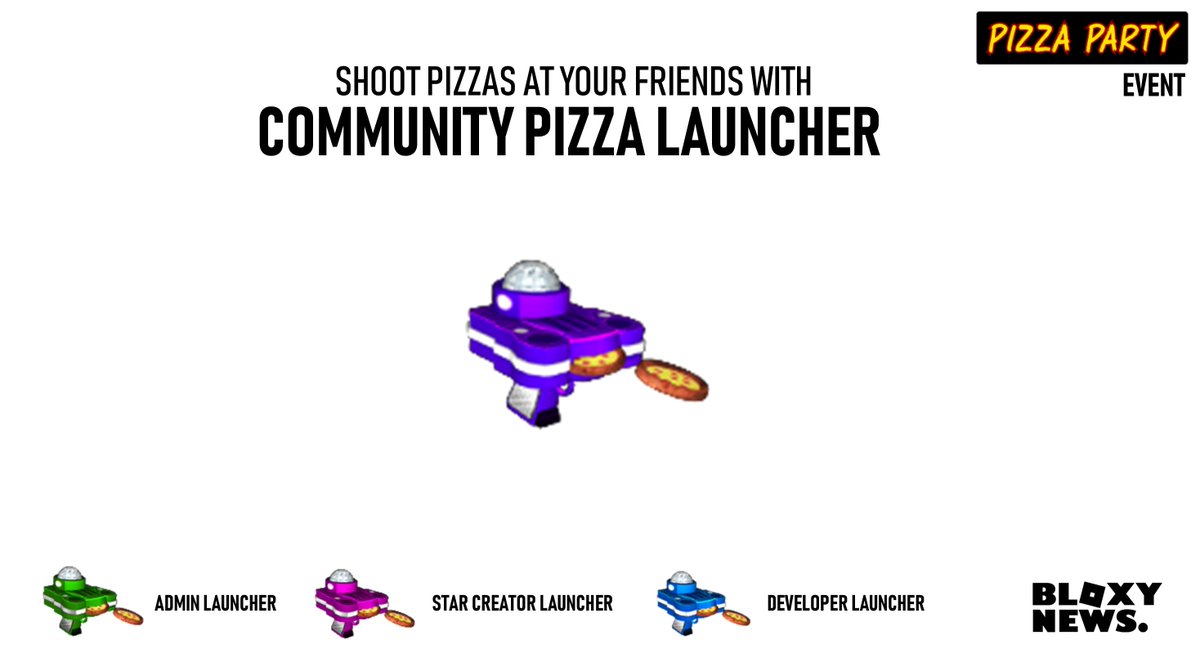 Bloxy News On Twitter Bloxynews Having Trouble Finding An Admin Creator Or Developer For The Roblox Pizza Party Event Get A Friend And Shoot A Pizza At Each Other With The - roblox event page 2019 pizza party