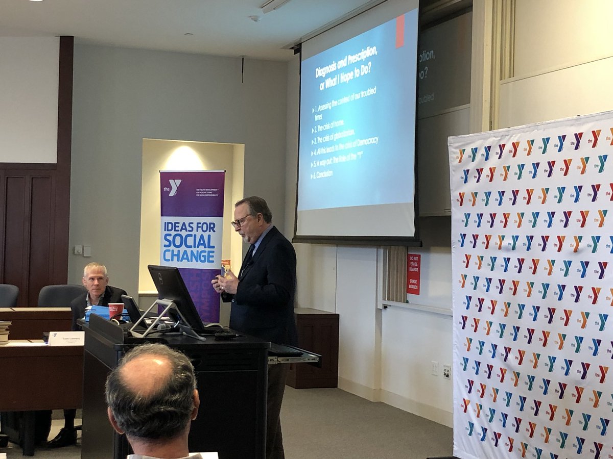 Chair of Leadership Studies at Loyola Marymount University, Michael Genovese: “Our times are anything but conventional... but we are still thinking in the past... and we are a nation at war with itself. We think the ‘other side’ is morally deficient.” #2019ysymposium