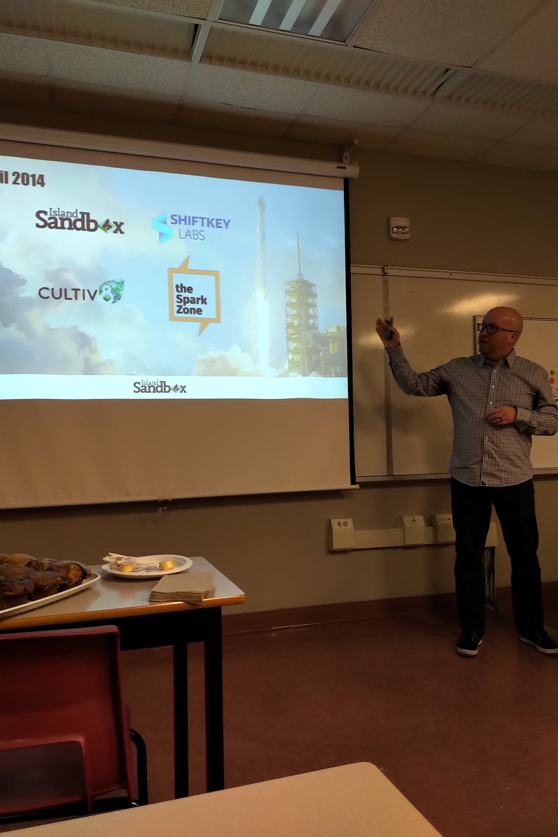At the Entrepreneurship Ecosystem session. Darren MacDonald presenting on the Island Sandbox initiative