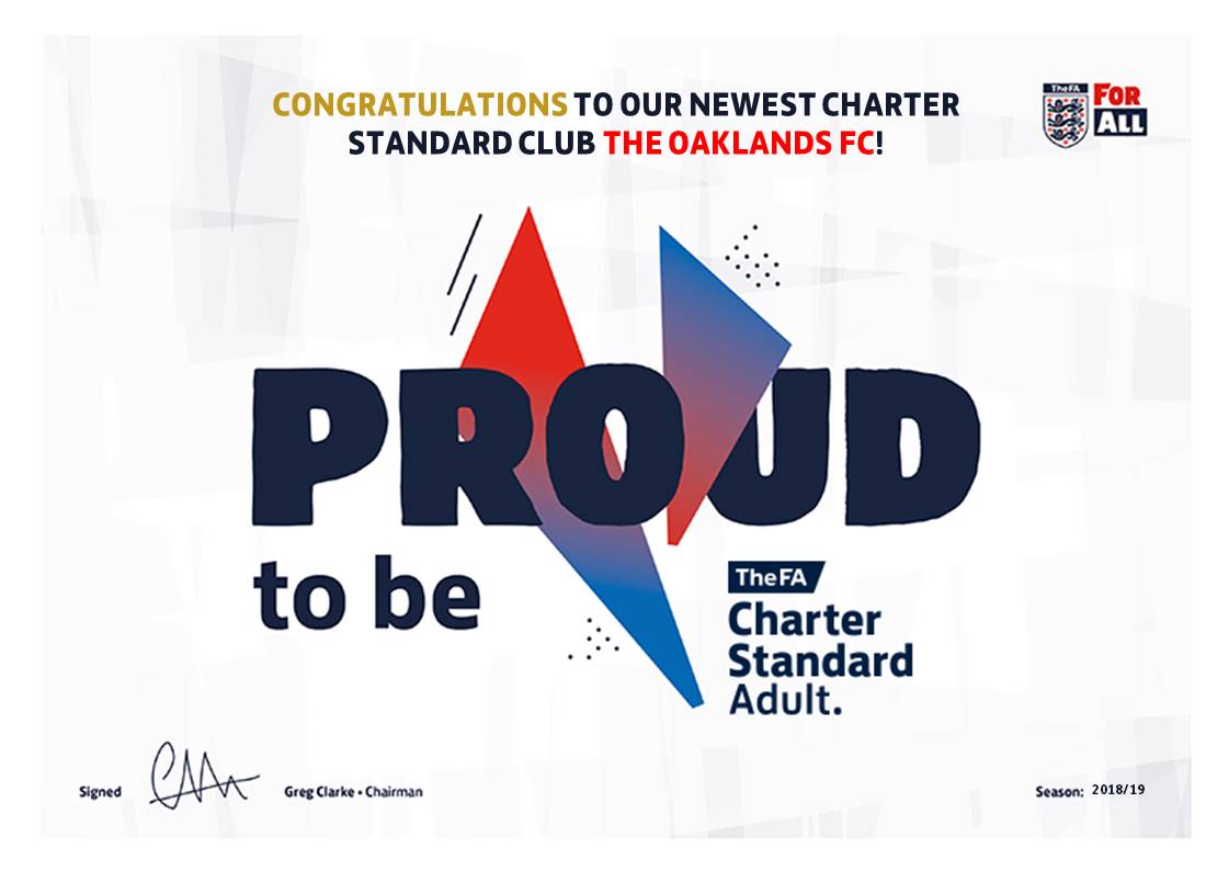 First, congratulations to <a href="/theOaklandsFC/">The Oaklands FC</a> of the Derby Taverners League Premier Division, who are our latest <a href="/FA/">The FA</a> Charter Standard Adult club! Great work!