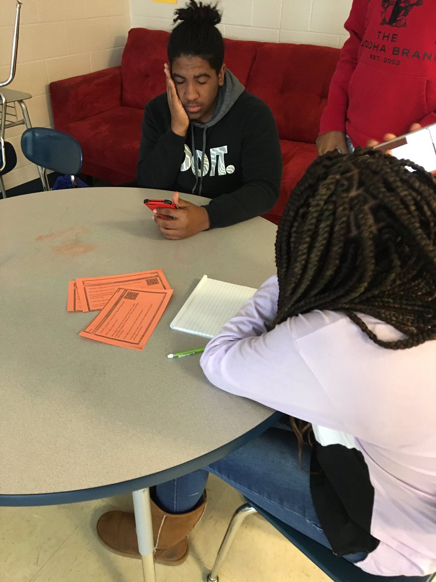 oms_mrs_beasley's tweet photo. Working hard using QR codes to find imagery, tone, and figurative language in poetry. #readingrti #thepowerofyet #champions #justdontquit #weneverquit #stillchallenge https://t.co/xUJaJ0xv7J