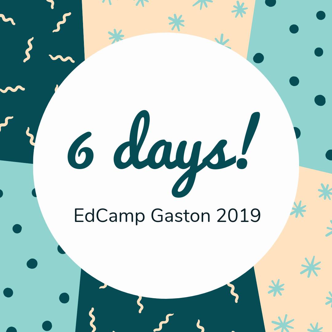 EdCampGaston's tweet photo. 6 DAYS! 6 JOURS! 6 DÍAS! 6 TAGE! 👏🎉🎊😎 https://t.co/AxH8LEFc4j #gcsk12 @GastonSchools #getyourPDon #EdCampGaston https://t.co/7ptwFhkhS5