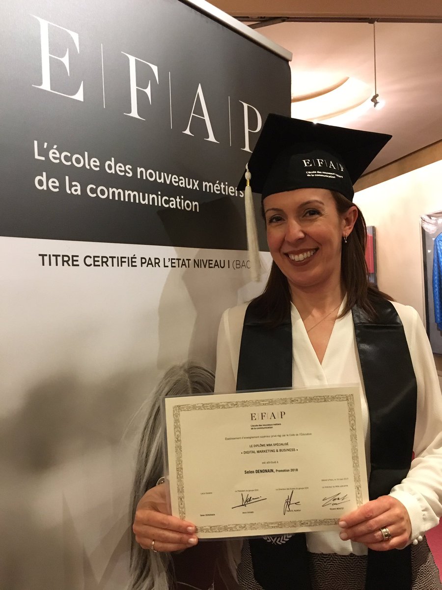 Je suis fière d’être diplômée du <a href="/MBADMB/">mbadmb</a> Spécialisé Digital Marketing &amp; Business de <a href="/EFAP_/">EFAP</a> 
Je remercie l’ensemble des intervenants et l’équipe pédagogique du #mbadmb #LaBrigade et ma famille. Looking for opportunities in #MarketingDigital #communication #B2B #industry