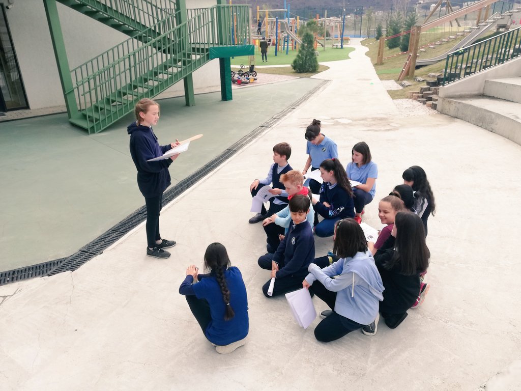 BISTDrama's tweet photo. Rehearsing Macbeth in our new outside amphitheatre! 🎭 #bist #bistbilisi #rehearsals #macbeth #promenadetheatre https://t.co/CTcZak0dsj