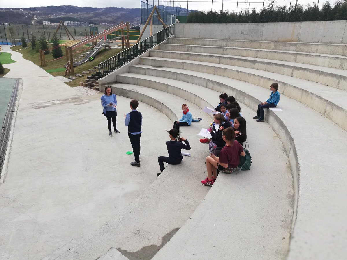 BISTDrama's tweet photo. Rehearsing Macbeth in our new outside amphitheatre! 🎭 #bist #bistbilisi #rehearsals #macbeth #promenadetheatre https://t.co/CTcZak0dsj
