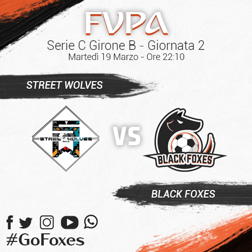 blackfoxes1's tweet photo. 🏆 @FVPA_net - Serie C Girone B
🗓 Martedì 19 Marzo
⏰ Ore 22:10

@SWstreet_wolves 🆚 #BlackFoxes

🖥️ Guarda le partite sul nostro canale #YouTube! 
👉 https://t.co/8xIbMNSjm8

#GoFoxes 🖤🦊 https://t.co/HA4hUic3a3