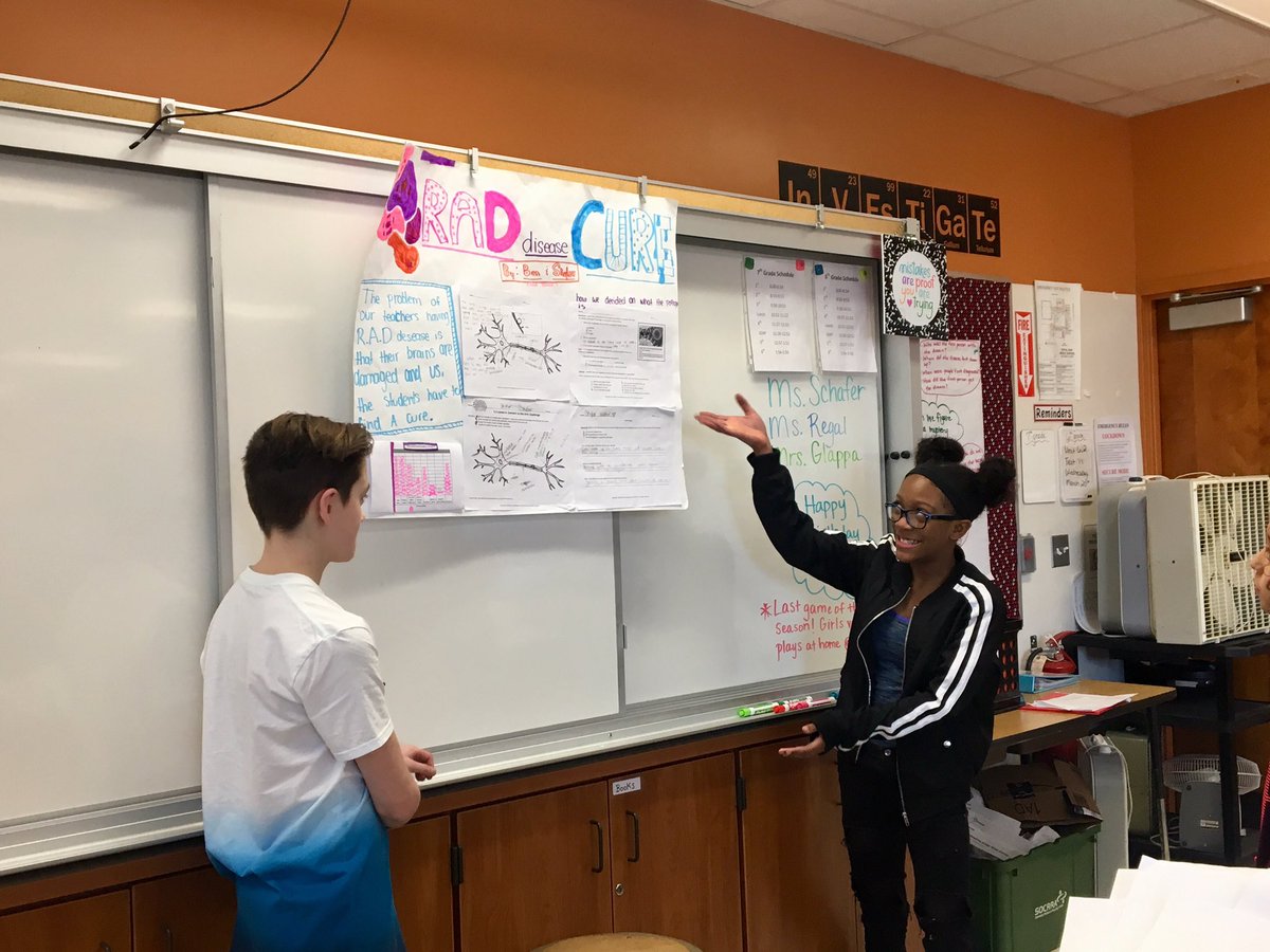 SchaferROMS's tweet photo. To wrap up our disease unit in 6th grade science, students presented the information they discovered about the mystery illness and the best treatment plan. #Bulldawgproud https://t.co/qztodJ7TNW