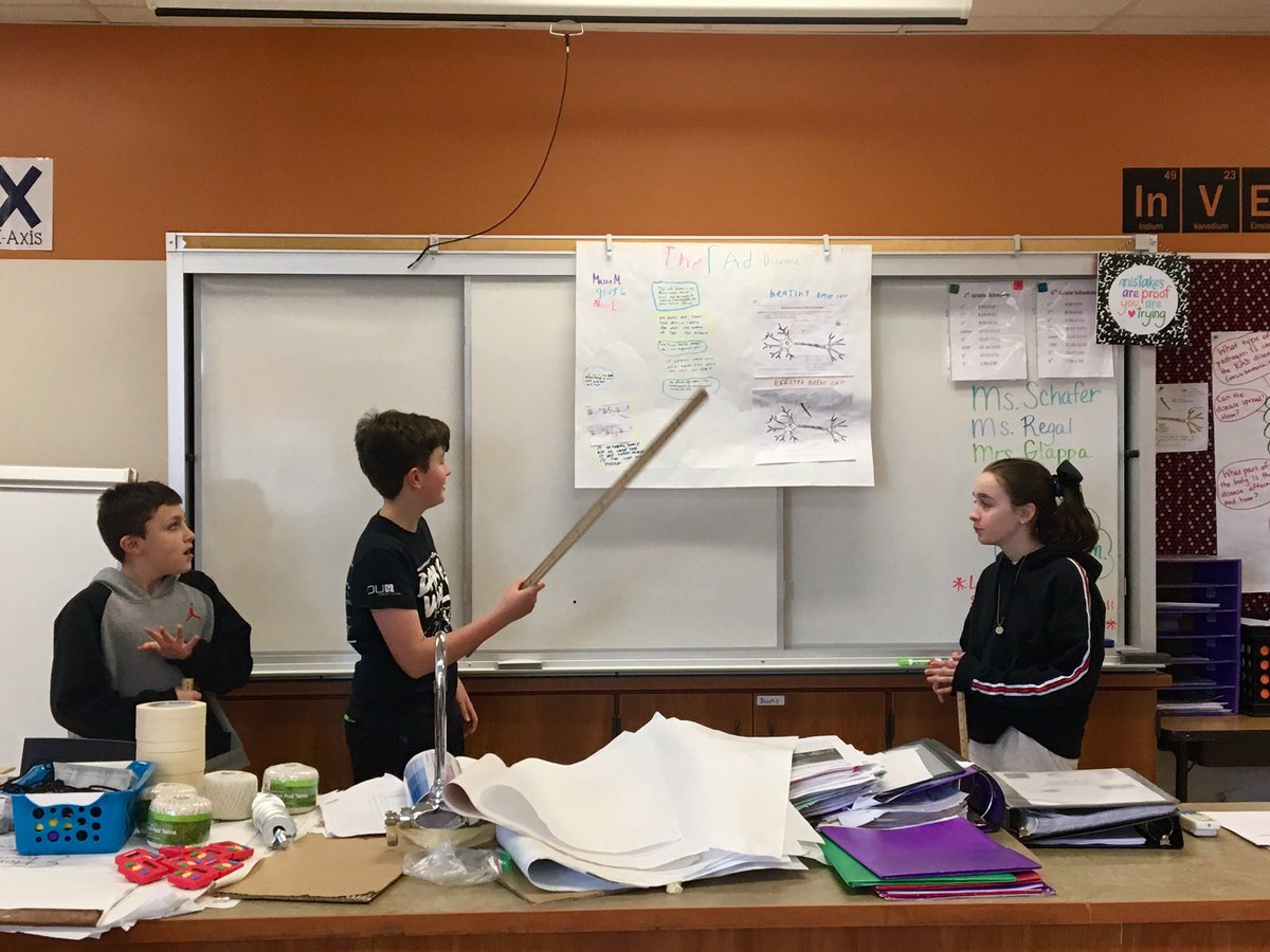 SchaferROMS's tweet photo. To wrap up our disease unit in 6th grade science, students presented the information they discovered about the mystery illness and the best treatment plan. #Bulldawgproud https://t.co/qztodJ7TNW