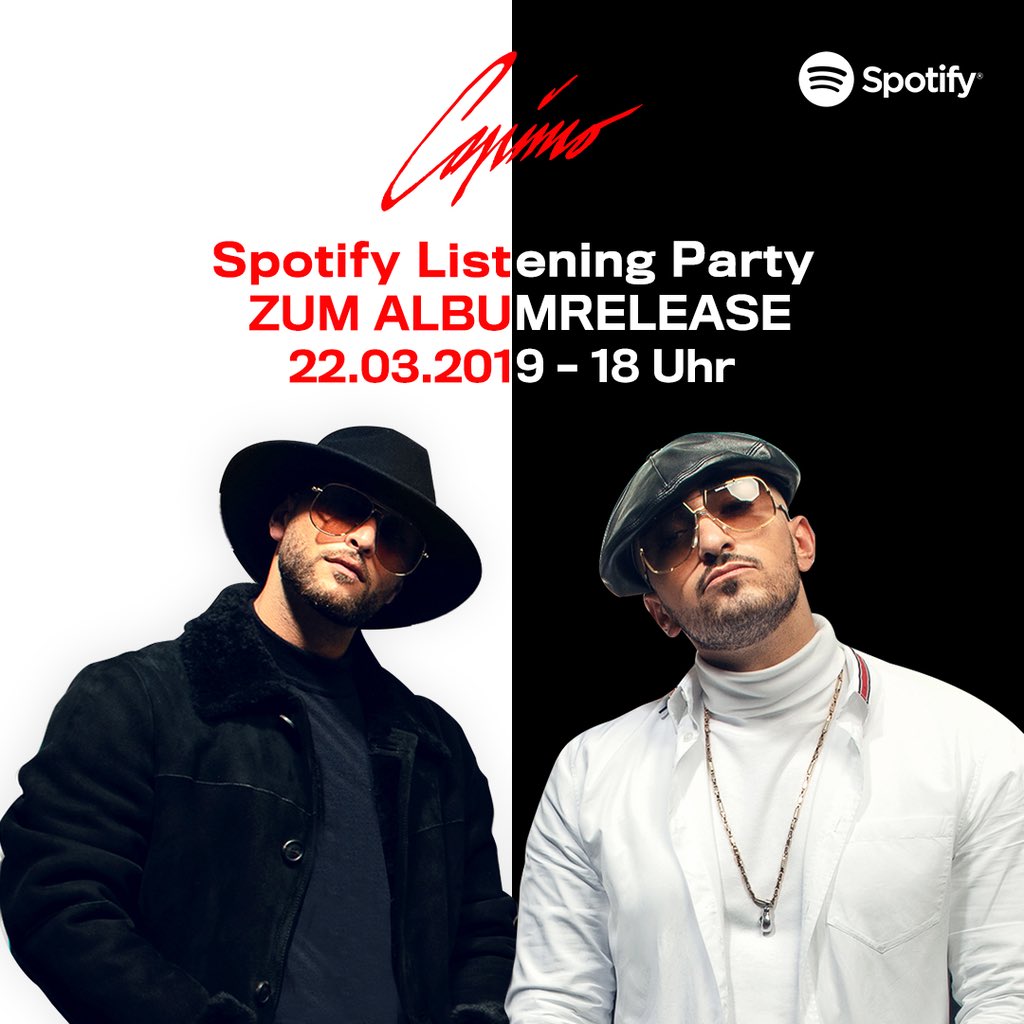 nimo385i's tweet photo. Checkt alle die @SpotifyDE Listening Party zum #Capimo Albumrelease 👀
👉 https://t.co/TSLAfTdnxL https://t.co/Jutsi0OP7s