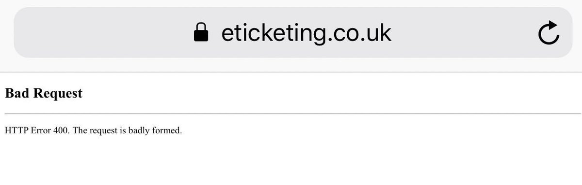 lucylovestoquiz's tweet photo. Just went to renew my @JamTarts season ticket and was faced with this message. It’s probably right. #BadRequest #ScottishFootball https://t.co/RHwDlM2ErW