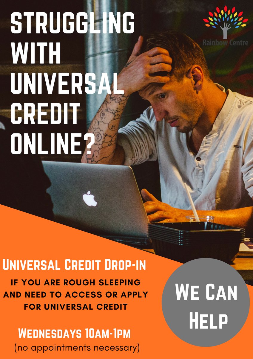 RainbowCentre01's tweet photo. Don't forget our Universal Credit Drop-in starts tomorrow and will be running every Wednesday 10am-1pm for our rough sleeping clients. #HomelessSupport #AdjustingToNeeds. https://t.co/1GRIYkF6rb