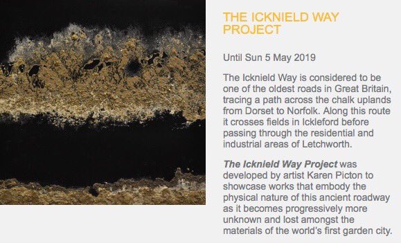 karenpicton1's tweet photo. Currently on show @BroadwayLGC is the #TheIcknieldWayProject #exhibition featuring #paintings made from #earth found along the route from #Ickleford into #LetchworthGardenCity 
#landscape #archeology #geology https://t.co/IykGgmySfs
