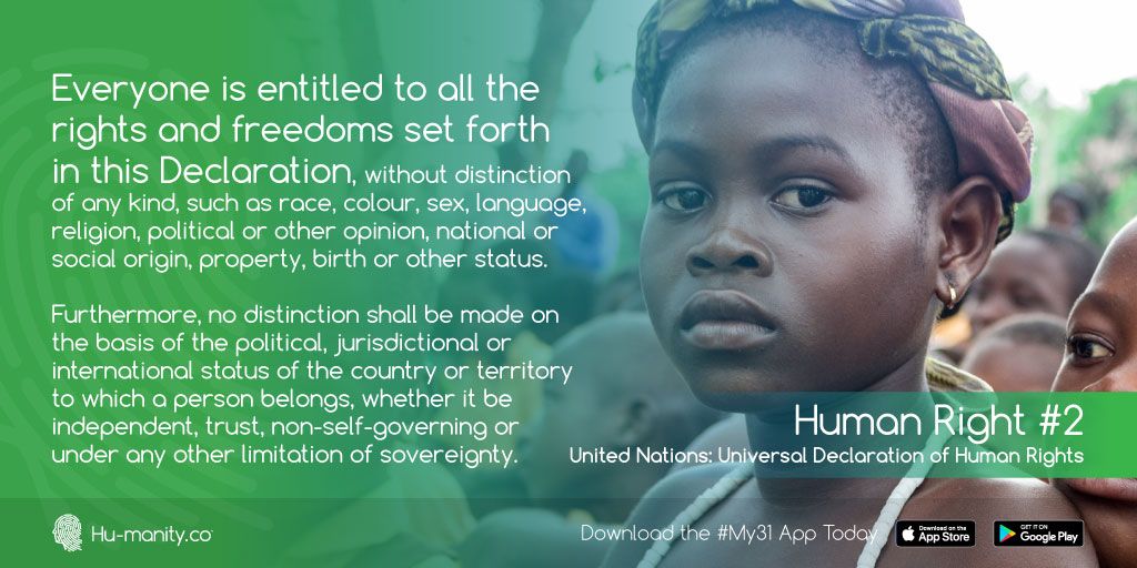 hu_manityco's tweet photo. Human Right #2: Don't Discriminate. #My31 #DataPropertyDay https://t.co/jFF8VLiDVa