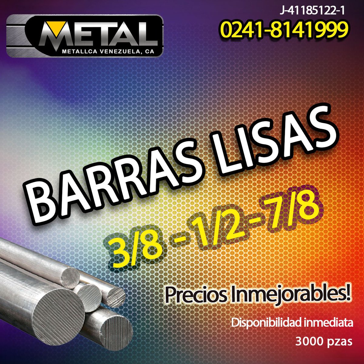 construlion's tweet photo. Disponible barras lisas de herrería.
Medidas: 3/8 - 1/2 - 7/8 x 6 mts
Máster: ventas@construlion.com.ve
#herrer��a #construcción #construccion #barraslisas #barrascuadradas #barras #cabillas #vigas #perfiles #laminas #láminas #mallas #cerchas #ángulos #angulos #pletinas #tuberia https://t.co/CtMSa2aini