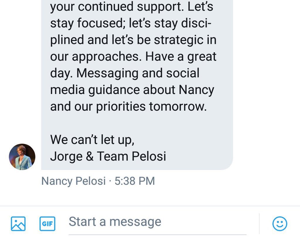 kenklippenstein's tweet image. Pelosi spox told social media volunteers “impeachment is not something we will be entertaining” &amp;amp; those who disagree should “feel free to exit,” per messages I obtained.

This didn’t sit well with some volunteers:
tyt.com/stories/4vZLCH…