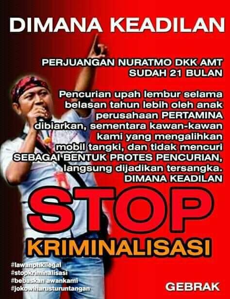 TohaHani's tweet photo. @rmolco Kami mempertanyakan, ke mana kabar perintah presiden @jokowi untuk menuntaskan kasus phk ilegal Awak Mobil Tangki?@KPK_RI @setkabgoid @KemensetnegRI @sandiuno @tvOneNews @ILCtv1 @rmolco #AMTPertamina  #jokowiamin  #tetapjokowi  #2019gantipresiden https://t.co/8oMvMrq9dV
