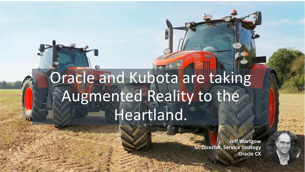 Taking #AugmentedReality to the heartland! <a href="/OracleServCloud/">Oracle Service</a> Cool demo in the gen session - they have an actual Kubota Sidekick in here! #ModernCX
