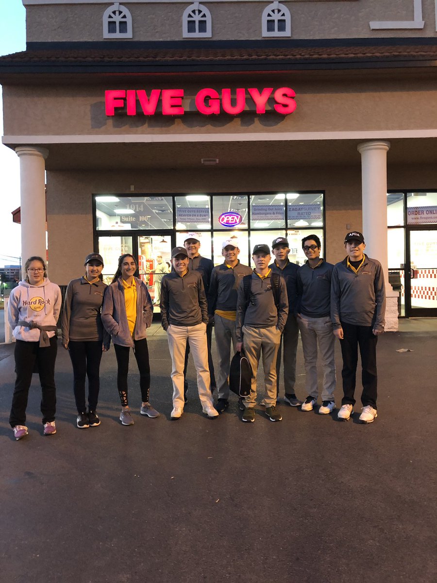 oneoldtechguy's tweet photo. Successful day on the course for LBMS golf team. Now, late supper helping for a great cause at Five Guys. Wishing a speedy recover for Coach Smelser. #lbmsgolf @PatriotsLBMS https://t.co/6nCOEzFof5