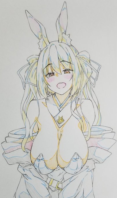 藤ますさんのうさますちゃん
可愛かったな～ということで
描いてみました🍵(*'∀`*)

あの乳が良いんですよね🐰
#絵ます 