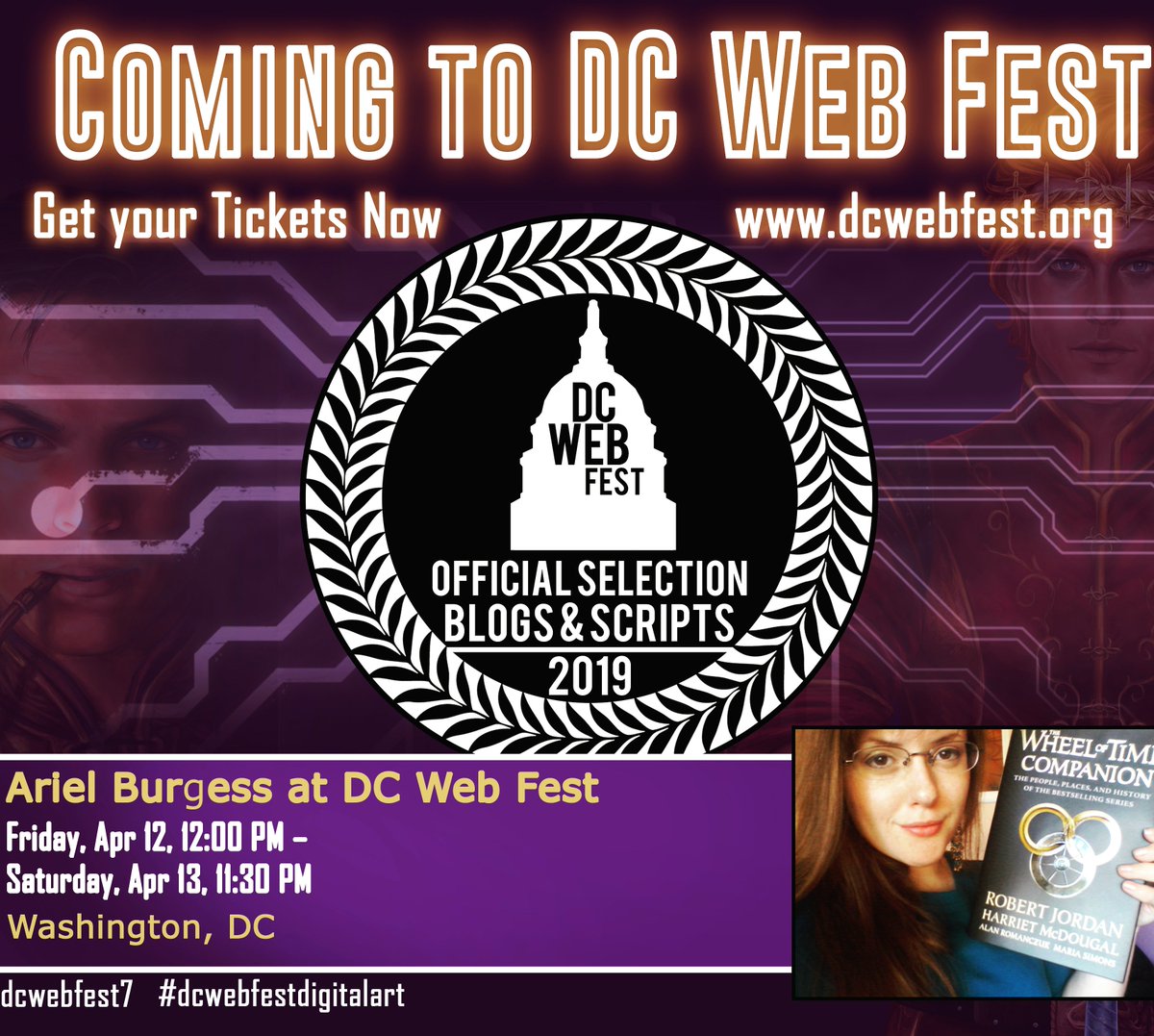 ArtArielB's tweet photo. EXCITING NEWS! I have been accepted into @DCWebFest.   Tickets are on sale now! Come join us in Washington DC for a celebration of the best in web media. Hope to see you there! #dcwebfest7 #dcwebfestdigitalart #digitalart  #BusinessWoman #WheelOfTime https://t.co/bk08BuHGPU