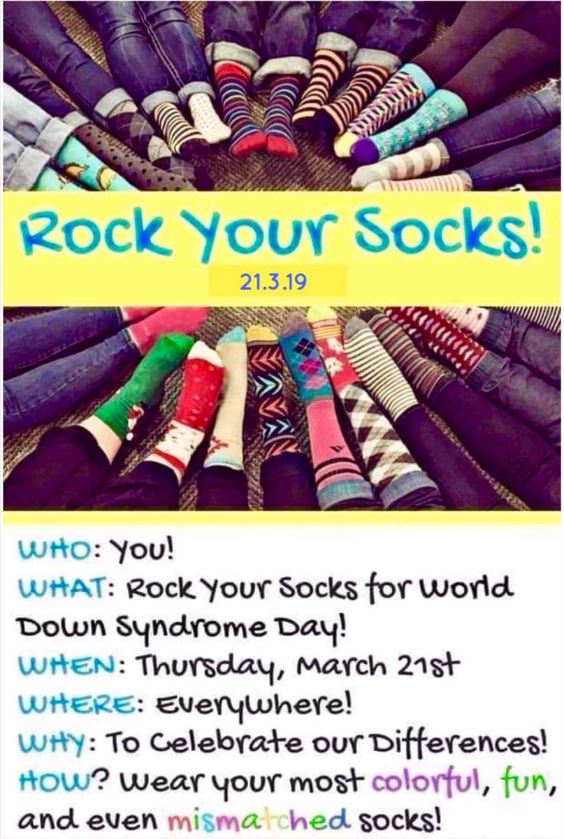 BarbaraMcMahon8's tweet photo. Are you ready to Rock Your Socks for #WorldDownSyndromeDay2019 Be different.. Be daring... Be Unique.. ๐๐๐โฃ๐โค๐ xxx #InclusionIsEverything #OneLove #OneExtraChromosome #DownsAndProud https://t.co/1YhcuCSAoY