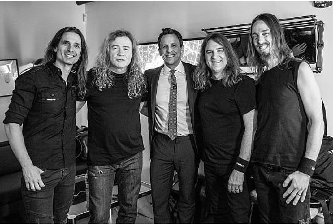 That time @Megadeth was on @LateNightSeth. @TheDaveLombardo
was the house band drummer that week. 🤘🤘
-
#megadeth #sethmeyers #latenightwithsethmeyers #nbc #30rock #davemustaine #davidellefson #kikoloureiro #davelombardo