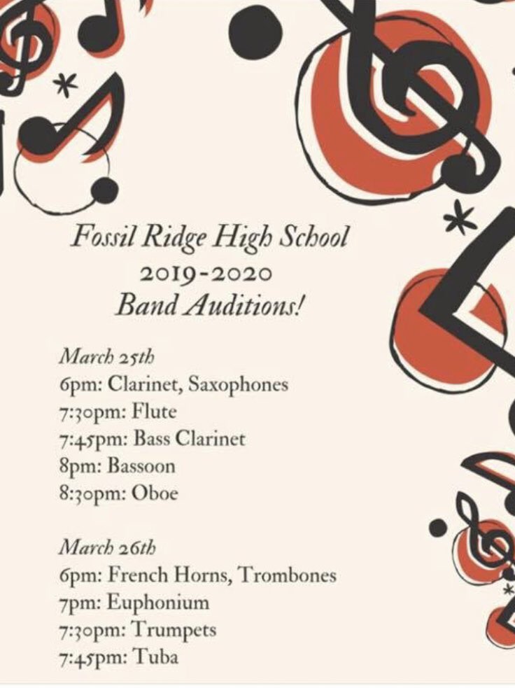 8th graders- here are your FRHS Band Audition times. #PracticeMakesPerfect
