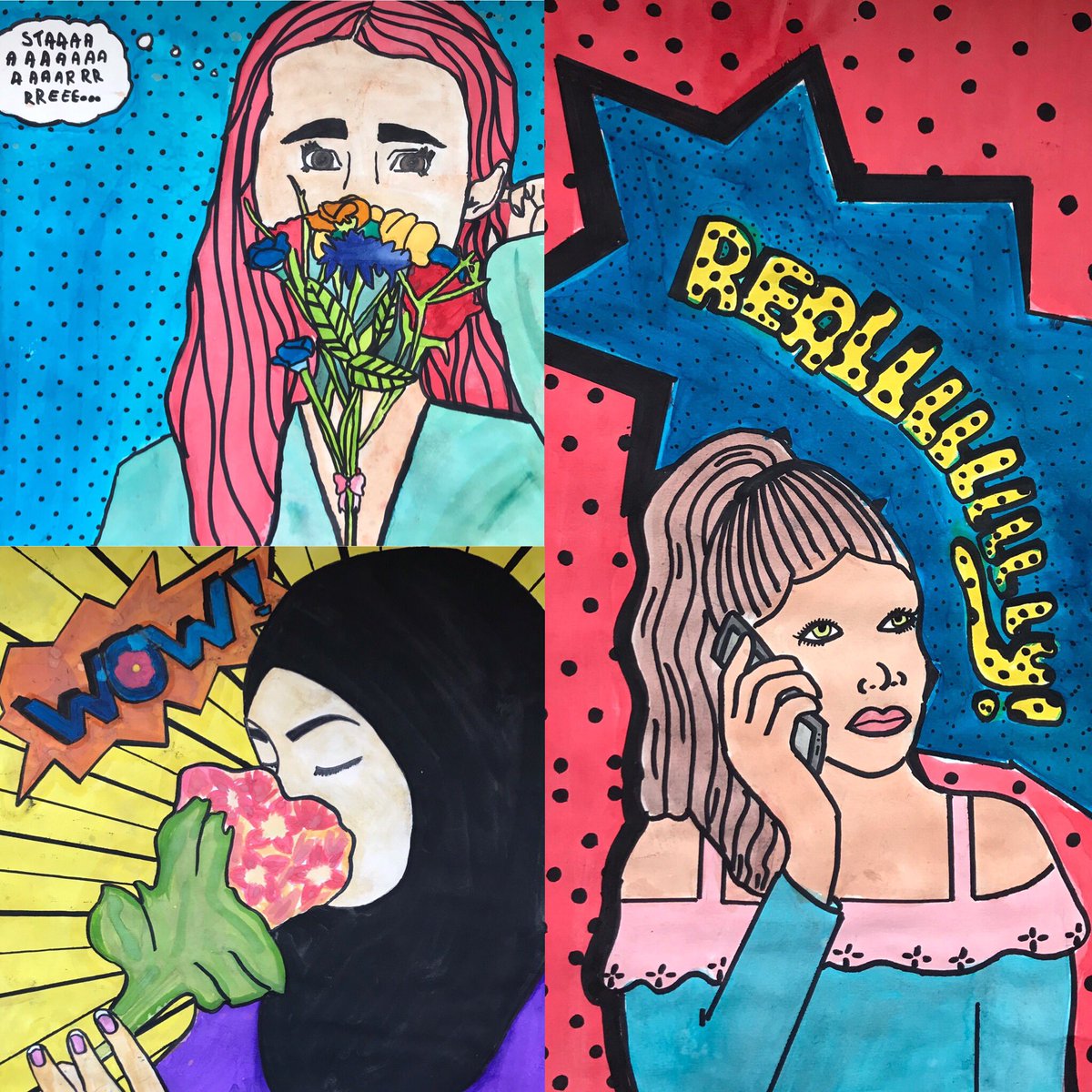 Fantastic Pop Art portraits produced by Year 8 <a href="/BDBSchool/">Bishop David Brown </a> #ProudOfBDB #popart #ks3
#selfportrait #creativity