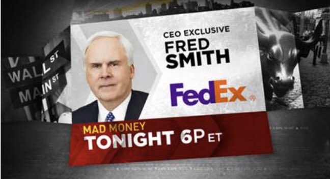 CNBCClosingBell's tweet photo. FedEx CEO Fred Smith to join @jimcramer tonight on @MadMoneyOnCNBC. Tune in at 6pmET! $FDX https://t.co/SWWAxbH4wn