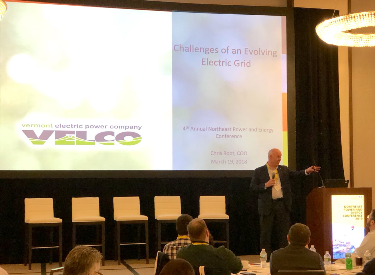 JackiePeer's tweet photo. This guy knows his stuff! @VelcoVT COO @ChrisRoot1 at OMICRON’s NE Power & Energy Conf. talks a/b Challenges Operating the #PowerSystem in a changing industry. #NaturalGas #renewables #IEEE1547 #NEPEC #LoadComparison #VoltageRegulation #storage #EVs https://t.co/ZkJhcU1OOg https://t.co/nMdWDekgtI