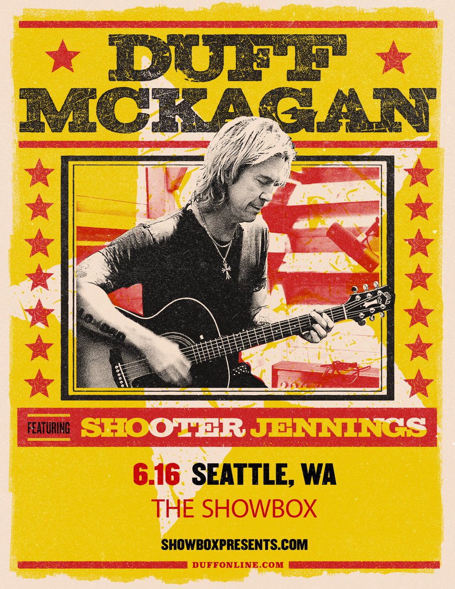 Just Announced: Duff McKagan​ featuring Shooter Jennings at The Showbox on Jun 16. Tickets on sale Fri at 10 AM.