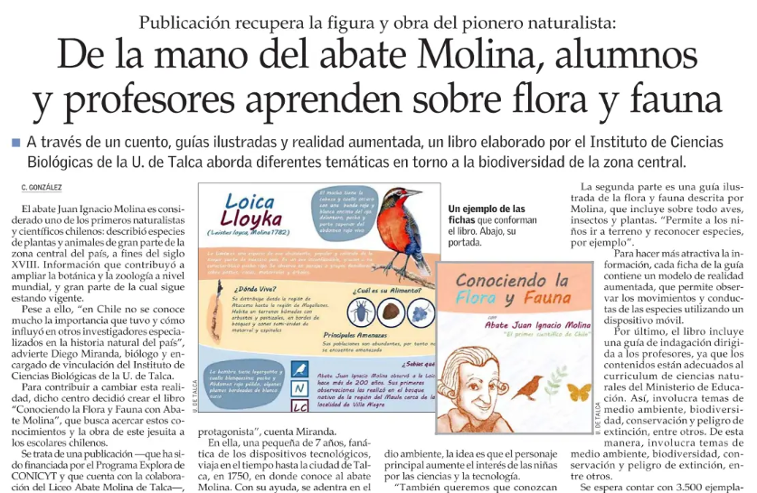 🌿🐦De la mano del abate Molina, alumnos y profesores aprenden sobre biodiversidad maulina. Proyecto Explora CONICYT recupera la figura y obra del pionero naturalista describió especies de la zona central del país.
economiaynegocios.cl/noticias/notic…
<a href="/ExploraMaule/">Explora Maule</a> <a href="/UTalca/">Universidad de Talca</a>