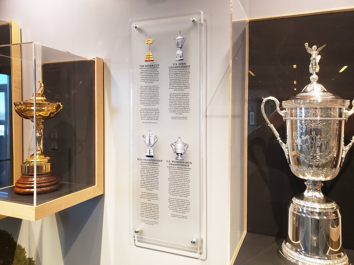 KJ_Branding's tweet photo. Proud to help @Hazeltine with their beautiful new trophy display in Heritage Hall for some of the Championships they’ve had through the years. #RyderCup #USOpenGolf #USWomensOpen #PGAChampionship #WannamakerTrophy #Hazeltine #Golf https://t.co/PXyrAch5AI