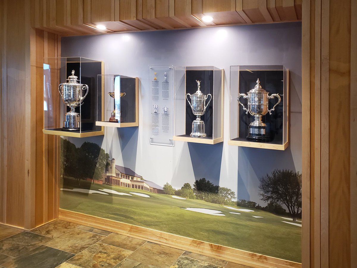 KJ_Branding's tweet photo. Proud to help @Hazeltine with their beautiful new trophy display in Heritage Hall for some of the Championships they’ve had through the years. #RyderCup #USOpenGolf #USWomensOpen #PGAChampionship #WannamakerTrophy #Hazeltine #Golf https://t.co/PXyrAch5AI