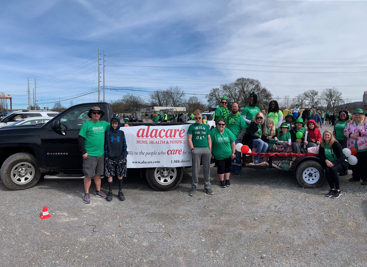 Alacare's tweet photo. The 2019 Huntsville St. Patrick's Day Parade was a success! Thank you to the Huntsville Branch for going out and representing Alacare! https://t.co/bN1k5dZtDI