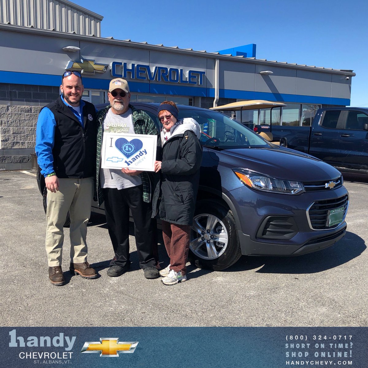 HandyChevrolet's tweet photo. Congrats to Peter and Elizabeth on yet another purchase from Handys! This time it was a 2019 Trax AWD. We thank you for your loyalty and hope you enjoy the new car!#HandyChevrolet #Shortontimeshoponline https://t.co/DIYIkEDjEW