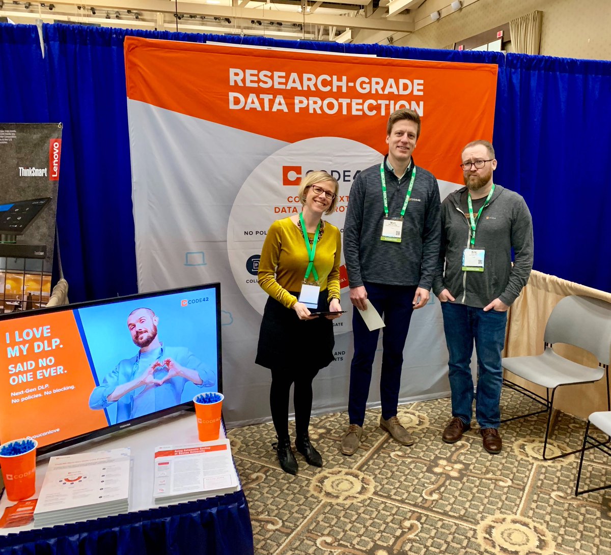 code42's tweet photo. #TeamCode42 is excited to be in Rhode Island for @NERCOMP! Let's talk about a #DLPYouCanLove and how to secure your research data without painful policies and roadblocks to collaboration. Swing by booth 107 at #NERCOMP19 for some demos and discussions. https://t.co/7JKn2MaXLN
