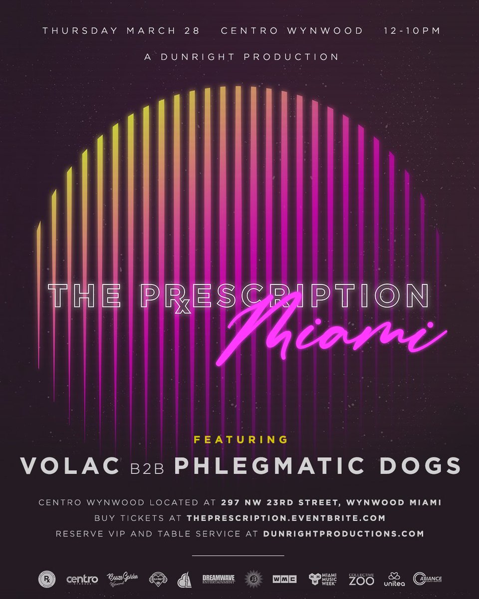 DreamwaveENT's tweet photo. The Prescription: Miami @jackbeats B2B @borndirtymusic @DrFresch B2B 🔥🔥 @volacmusic B2B @phlegmaticdogs @golfclapdet B2B @DillonNathaniel and special guests! Tix:  https://t.co/lqlS8kif9F #prescriptionmia https://t.co/miihWq2pUQ