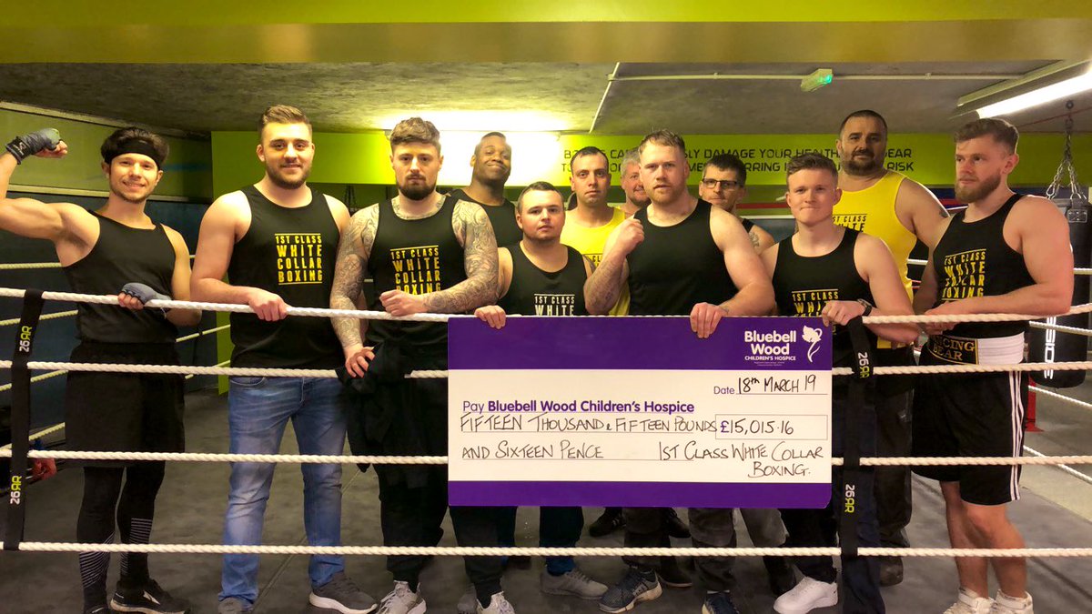 Congratulations to everyone who took part in the 1stClassWCB event and thank you to everyone who came and supported the show 🥊 we raised a massive £15,015.16p a big well done to you all 👏🏼👏🏼 #CharityBoxing #BlueBellWood 🙏🏼