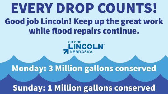Lincoln_Police's tweet photo. Hey #LNK, you don’t smell great but we 💙 you so hard right now! You saved 3million gallons of water yesterday. We’re all in this together &amp; can reach our goal of 6mil reduction 4 tomorrow. Everyone’s sacrificing &amp; coming together to help protect our water supply #NebraskaStrong https://t.co/enlS8IPww8