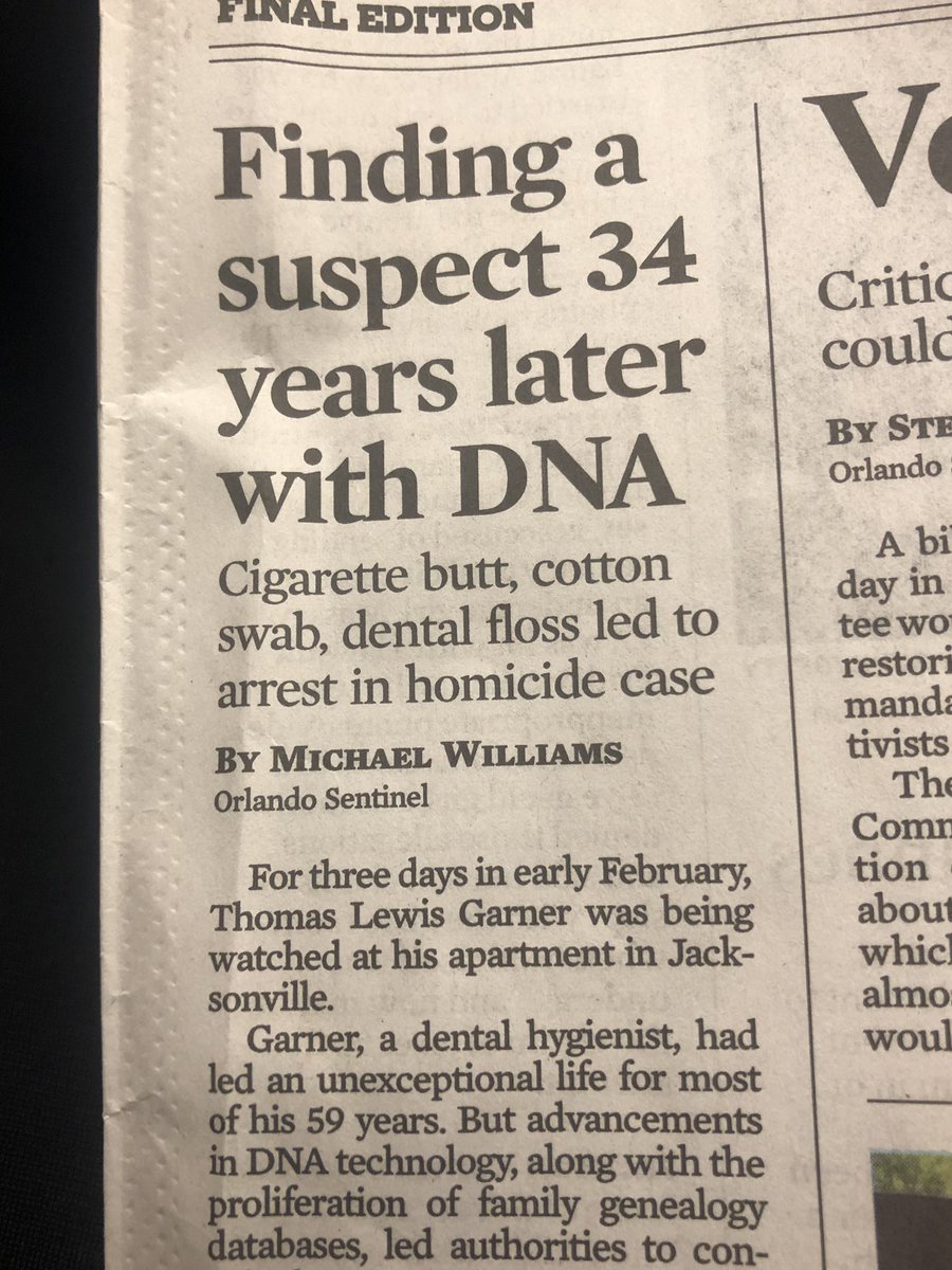 Thanks to advancements in DNA technology, a cold case from when my father was Captain over detectives was finally solved! #GoScience #ScienceAdvancements #JusticeFinallyServed