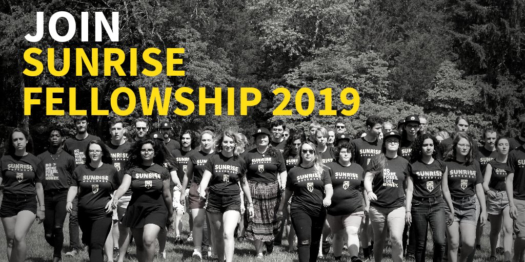 sunrisemvmt's tweet image. We're looking for young people to go all in on a #GreenNewDeal this summer &amp;amp; fall🌅

We need a committed group of diverse young leaders to help our movement advance the campaign for a Green New Deal. Join us! 

Applications are open NOW: bit.ly/sunrisefellows…