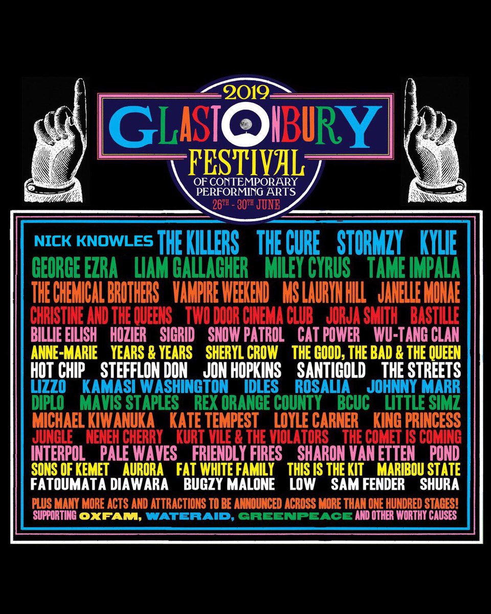Omg incredible headliners this year @GlastoFest 😍😍😍