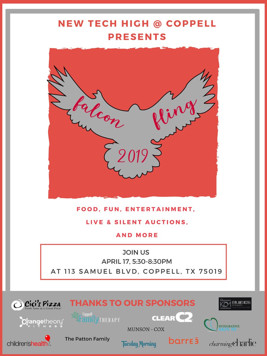stuco_newtech's tweet photo. @NewTechCoppell Falcon Fling is coming soon! Spread the word and get excited! #NthcEMPOWER https://t.co/hTlhLLEO1a