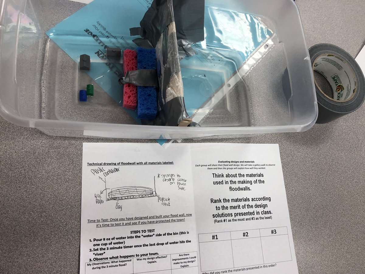 nkucinsam's tweet photo. Fun day with our middle school session of the #nextgenerationstemclassroomproject in @KY_SCPS led by our outreach team of @ellabowling & @AmberCarterNKU Students engineered some creative flood walls to save a town! #NGSS #thisisgreatPD #handsonmindson https://t.co/F62gbgzYmZ