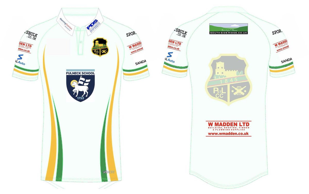 Introducing the club shirt for 2019/20. With thanks to sponsors <a href="/FulneckSchool/">Fulneck School</a> <a href="/Maddenlimited/">W Madden (Ins) Limited</a> <a href="/SouthSideRidge/">SouthSideRidge</a> <a href="/ManningStainton/">Manning Stainton</a> @SandalAuto <a href="/PDSWindows/">PDS Windows</a> <a href="/SportsBulk/">Sports Bulk Suppliers</a>