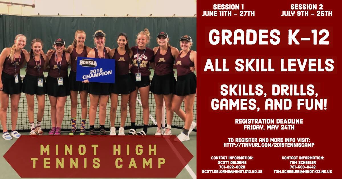 MinotTennis's tweet photo. Excited for another great summer of tennis camp and building the the next generation of champions. https://t.co/gPnoYDAPJV